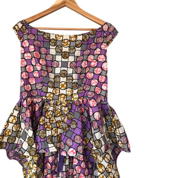 Binta Real Wax African Print Peplum Hi-Low Top | Size 2XL | New - Picture 8 of 10